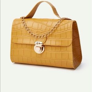 Croc Faux leather turn lock satchel bag